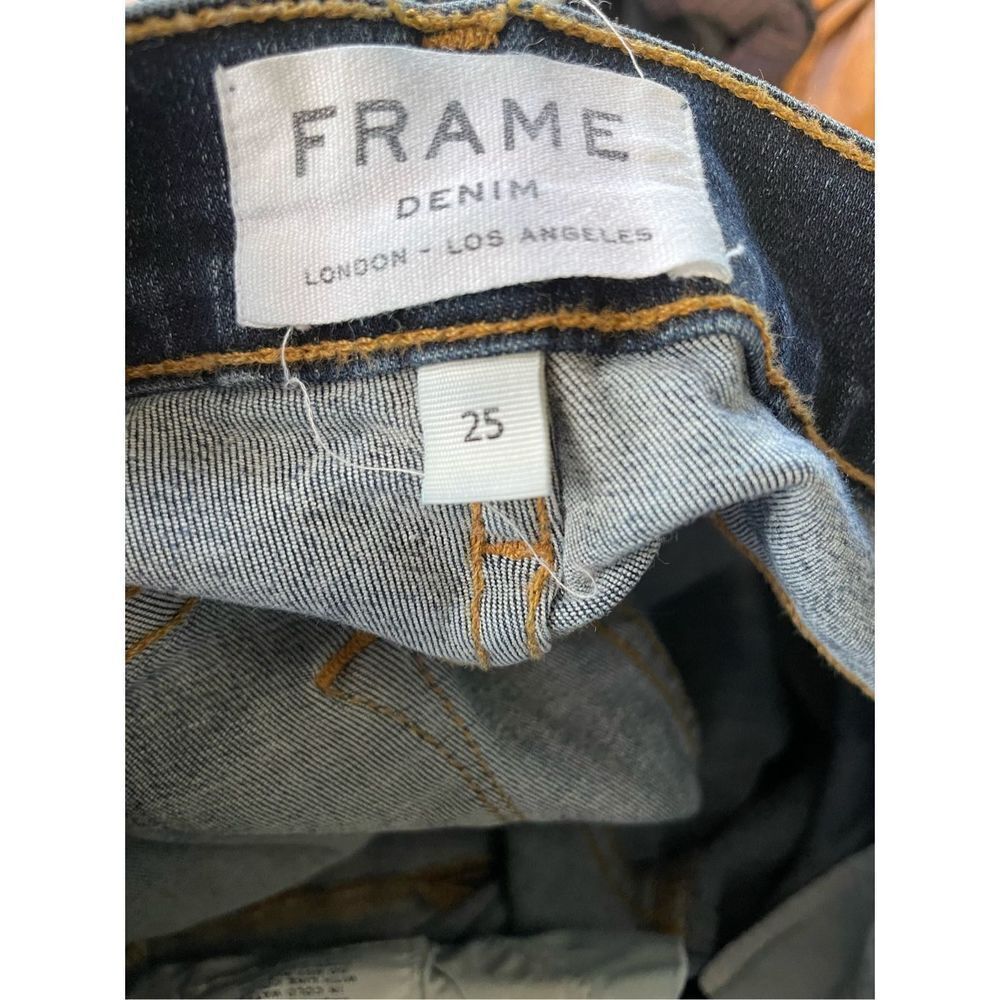 Frame Denim Le Skinny de Jeanne Crop Raw-Edge Jean Busted Knee Faded Thorpe Sz 2 - Picture 10 of 12